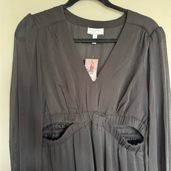 NWT Sofia by Sofia Vergara Black Ruched Maxi Dress - Picture 2 of 5